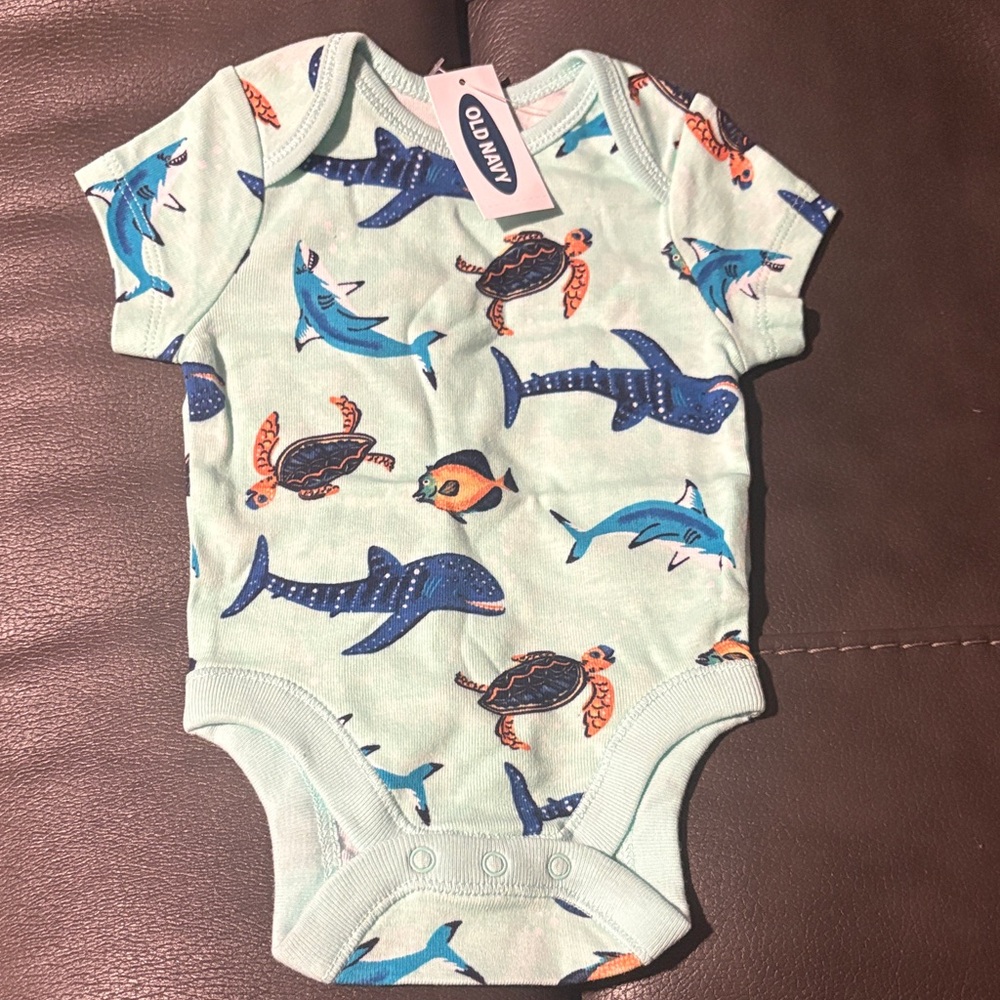 Old Navy Marine Life Baby Bodysuit - Blue and Orange